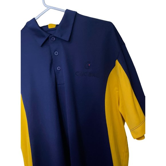 Sport Tek Polo Shirt Adult XL Yellow Navy Lightweight Rugby Golf Casual Mens - Picture 3 of 9